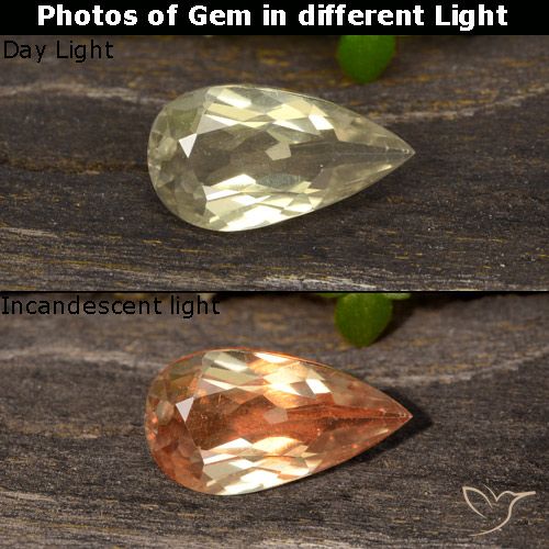 0.82ct Naturel Jaune chaud Diaspore Couleur Changeant, En forme de poire, VVS-VS
