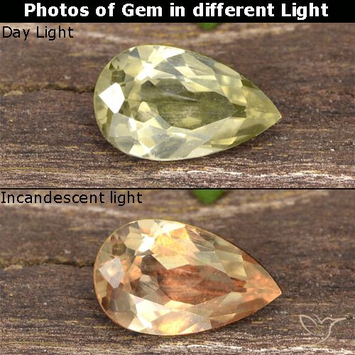 0.80ct Naturel Jaune très clair Diaspore Couleur Changeant, En forme de poire, VVS-VS