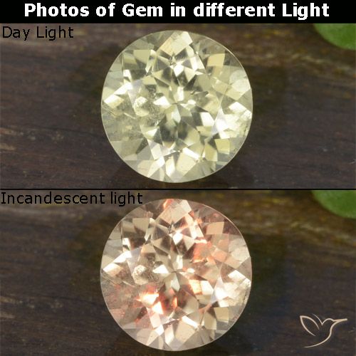 0.68ct Naturel Jaune clair Diaspore Couleur Changeant, Tour, VS