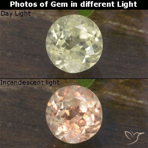 0.65ct Naturel Jaune clair Diaspore Couleur Changeant, Tour, VS