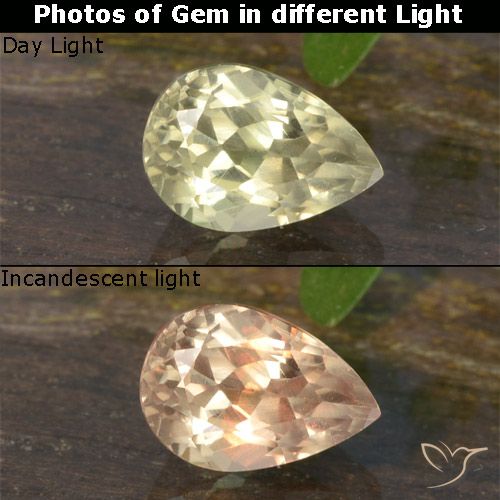 0.69ct Naturel Jaune clair Diaspore Couleur Changeant, En forme de poire, VVS-VS