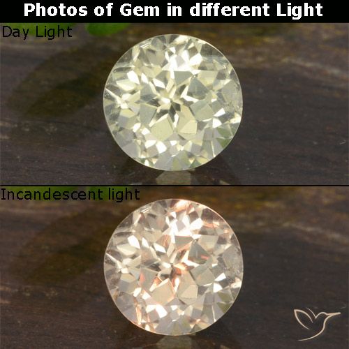 0.70ct Naturel Jaune pâle Diaspore Couleur Changeant, Tour, VVS-VS