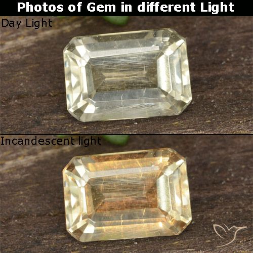 0.73ct Naturel Jaune clair Diaspore Couleur Changeant, Taille émeraude, VVS-VS
