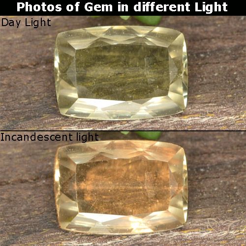 0.73ct Naturel Jaune clair Diaspore Couleur Changeant, Coussin, VS