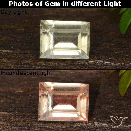 0.51ct Naturel Beige jaune Diaspore Couleur Changeant, Baquette, VS