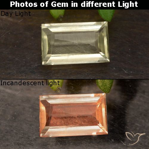 0.64ct Naturel Beige jaune Diaspore Couleur Changeant, Baquette, VS
