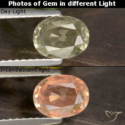 0.66ct Naturel Jaune très clair Diaspore Couleur Changeant, ovale, VVS-VS