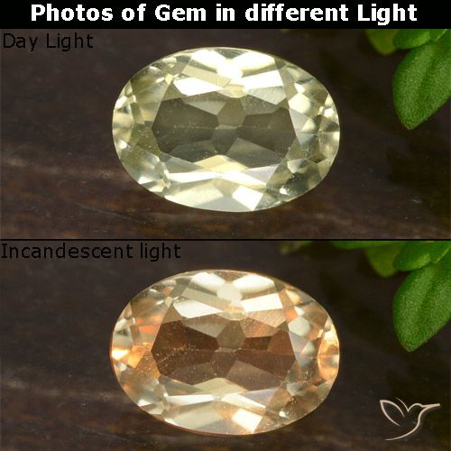 0.65ct Naturel Jaune clair Diaspore Couleur Changeant, ovale, VVS-VS