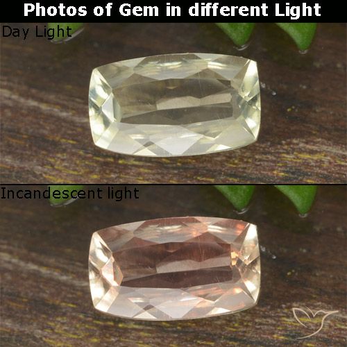 0.71ct Naturel Jaune clair Diaspore Couleur Changeant, Coussin, VVS-VS