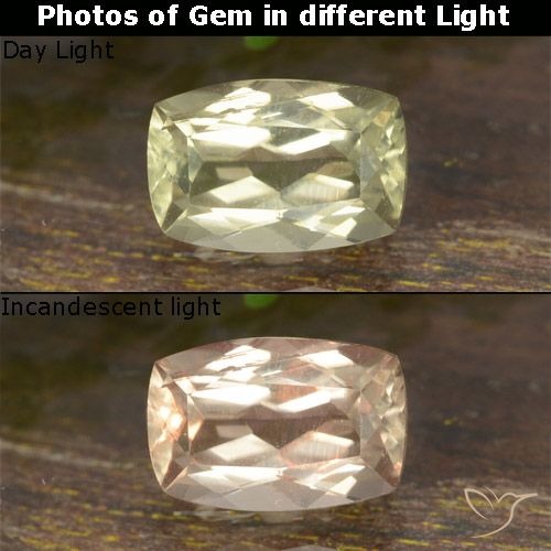 0.75ct Naturel Jaune pâle Diaspore Couleur Changeant, Coussin, VVS-VS