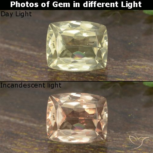 0.83ct Naturel Jaune clair Diaspore Couleur Changeant, Coussin, VVS-VS