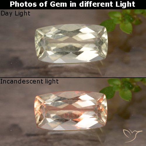 0.94ct Naturel Jaune très clair Diaspore Couleur Changeant, Coussin, VVS-VS
