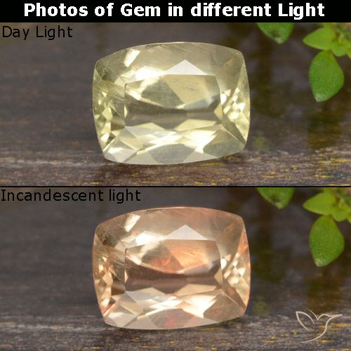 0.94ct Naturel Jaune très clair Diaspore Couleur Changeant, Coussin, VS