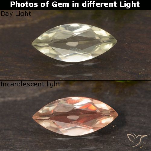0.62ct Naturel Jaune très clair Diaspore Couleur Changeant, Marquise, VVS-VS