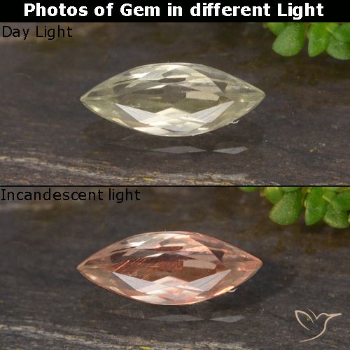 Diaspore Couleur Changeant Jaune doré très clair naturelle Marquise, 0.50 ct, VVS-VS