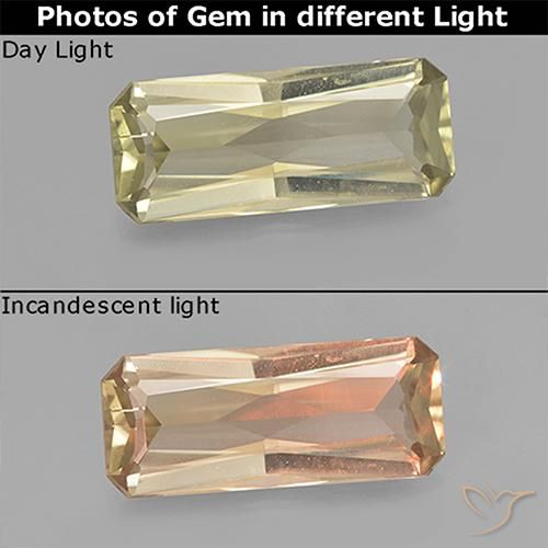 2.53ct Naturel Jaune clair Diaspore Couleur Changeant, Taille émeraude, VVS-VS