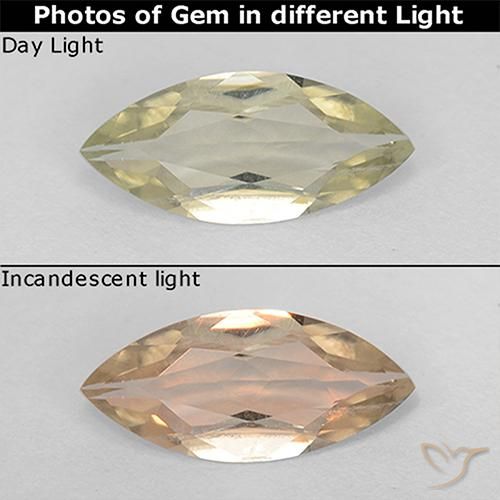 Diaspore Couleur Changeant Jaune pâle naturelle Marquise, 0.79 ct, VS