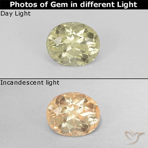 0.65ct Naturel Jaune clair Diaspore Couleur Changeant, ovale, VS