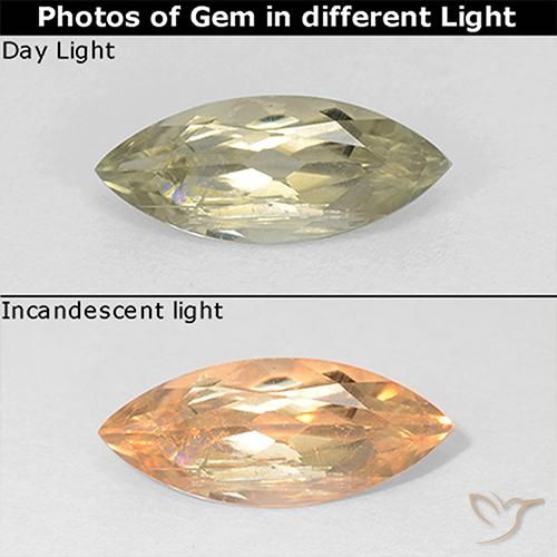 0.83ct Naturel Jaune clair Diaspore Couleur Changeant, Marquise, VS