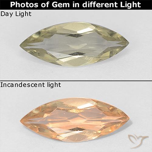 0.90ct Naturel Jaune clair Diaspore Couleur Changeant, Marquise, VVS-VS