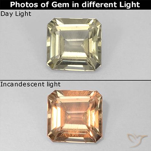 0.86ct Naturel Jaune clair Diaspore Couleur Changeant, Taille émeraude, VS