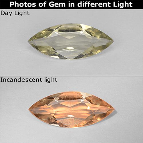 Diaspore Couleur Changeant Jaune clair naturelle Marquise, 0.57 ct, VVS