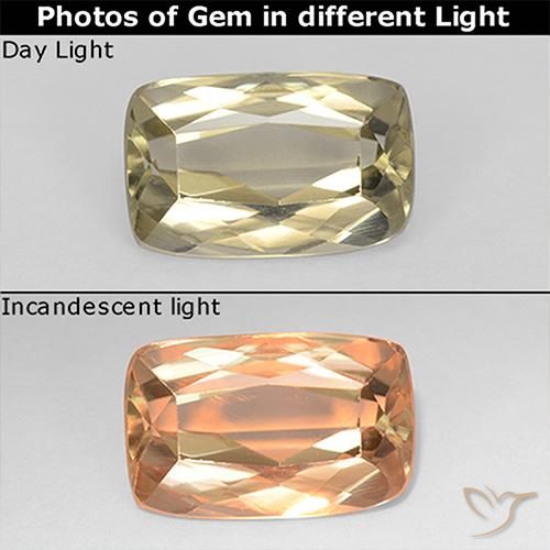 1.37ct Naturel Jaune très clair Diaspore Couleur Changeant, Coussin, VS