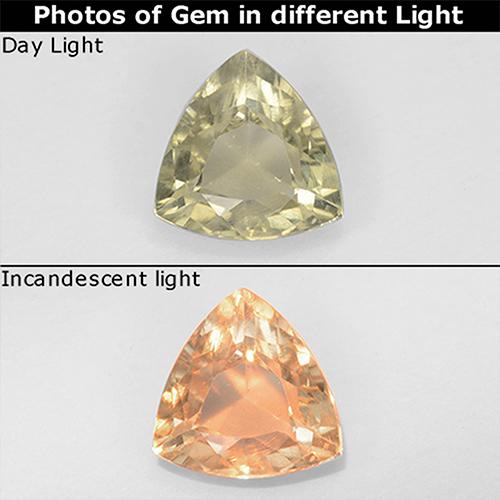 Diaspore à changement de couleur jaune naturelle trillion, 0,70 ct, VS
