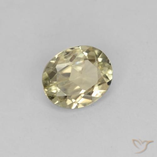 Diaspore Couleur Changeant Jaune moelleux naturelle ovale, 0.67 ct, VS