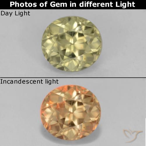 Diaspore Couleur Changeant Beige jaune naturelle ovale, 0.72 ct, VS