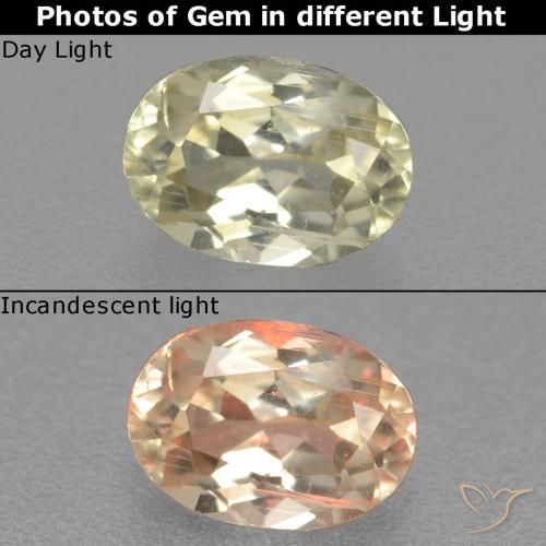 Diaspore Couleur Changeant Jaune clair naturelle ovale, 0.88 ct, VS