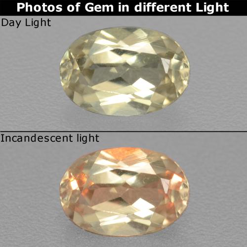 Diaspore à changement de couleur jaune naturelle coupe ovale, 0,54 ct, VS