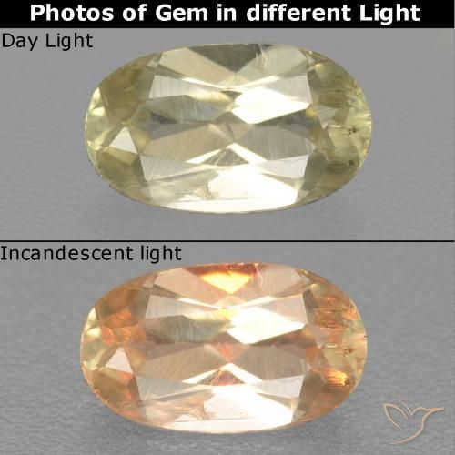 0.70ct Naturel Jaune moelleux Diaspore Couleur Changeant, ovale, VS