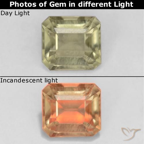 0.83ct Naturel Jaune clair Diaspore Couleur Changeant, Taille émeraude, VS