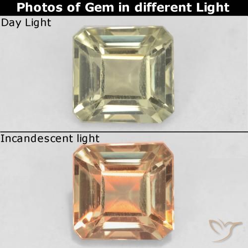 Diaspore à changement de couleur jaune naturelle taille émeraude, 0,80 ct, VS