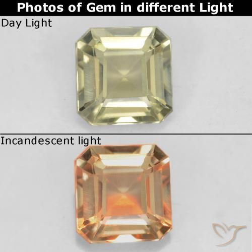 0.70ct Naturel Jaune clair Diaspore Couleur Changeant, Taille émeraude, VS