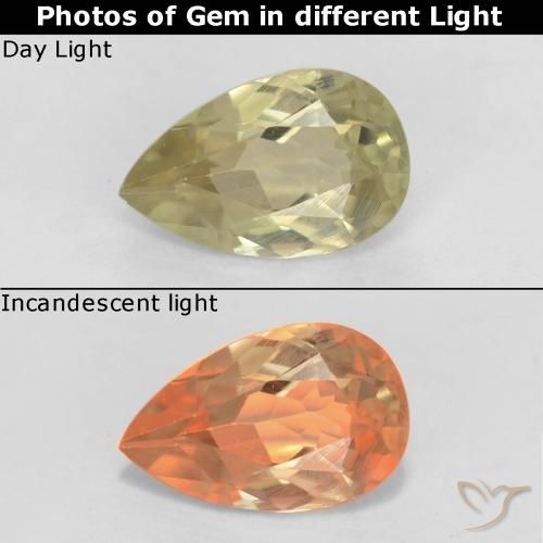 0.71ct Naturel Jaune moelleux Diaspore Couleur Changeant, En forme de poire, VS