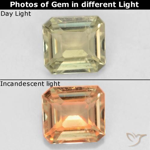 Diaspore Couleur Changeant Jaune clair naturelle Octogone / coupe Émeraude, 0.74 ct, VS