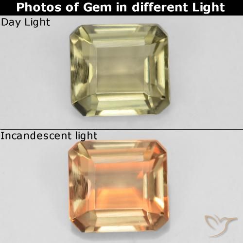 0.97ct Naturel Jaune clair Diaspore Couleur Changeant, Taille émeraude, VVS-VS
