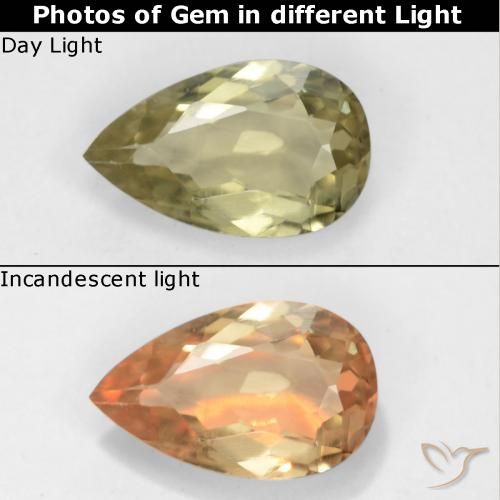 0.70ct Naturel Jaune pâle Diaspore Couleur Changeant, En forme de poire, VS