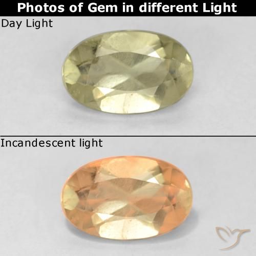 Diaspore Couleur Changeant Jaune clair naturelle ovale, 0.67 ct, VS