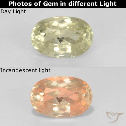 Diaspore Couleur Changeant Jaune clair naturelle ovale, 0.78 ct, VS