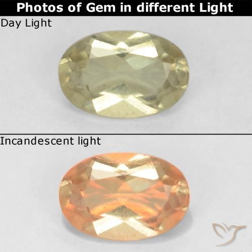 Diaspore Couleur Changeant Jaune clair naturelle ovale, 0.57 ct, VS