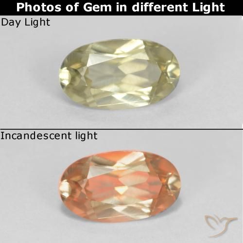Diaspore Couleur Changeant Jaune clair naturelle ovale, 0.53 ct, VVS-VS
