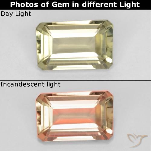 0.72ct Naturel Jaune très pâle Diaspore Couleur Changeant, Taille émeraude, VS
