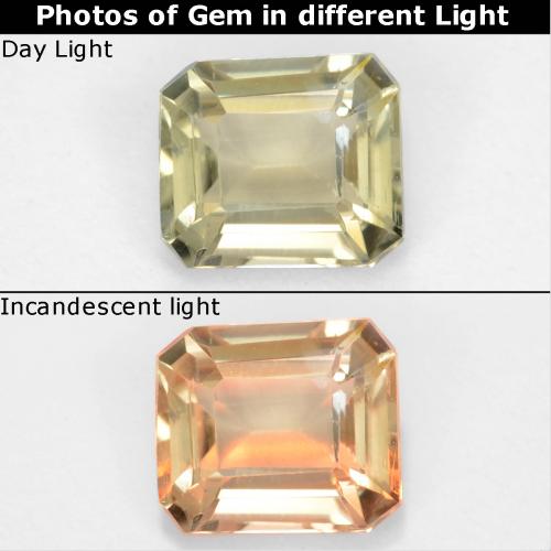 Diaspore à changement de couleur jaune naturelle taille émeraude, 0,62 ct, VS
