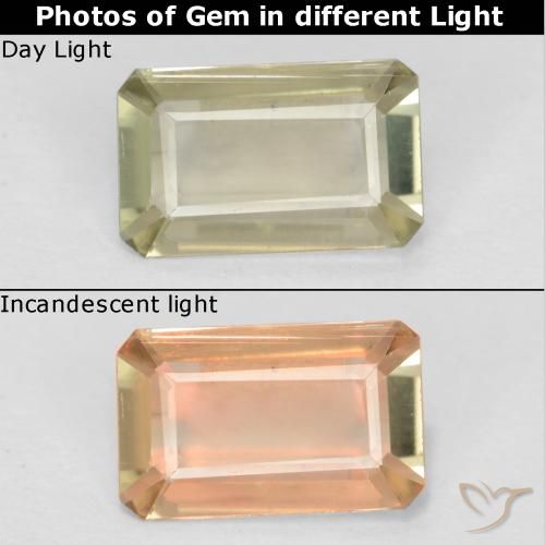 Diaspore Couleur Changeant Jaune très clair naturelle Octogone / coupe Émeraude, 0.58 ct, VVS-VS