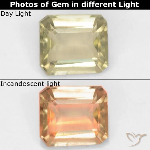 0.94ct Naturel Beige jaune Diaspore Couleur Changeant, Taille émeraude, VS