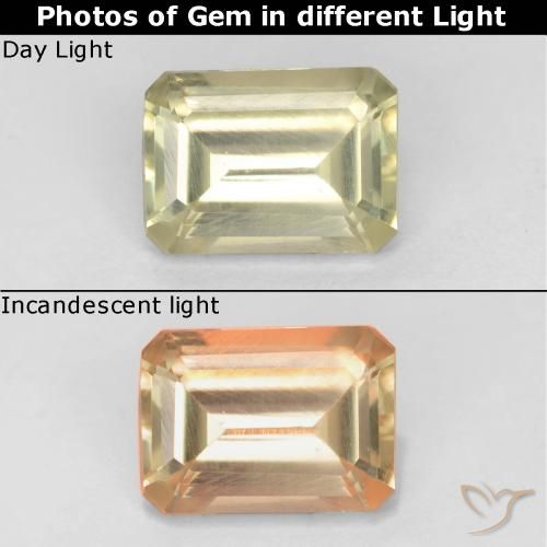 0.73ct Naturel Beige jaune Diaspore Couleur Changeant, Taille émeraude, VS