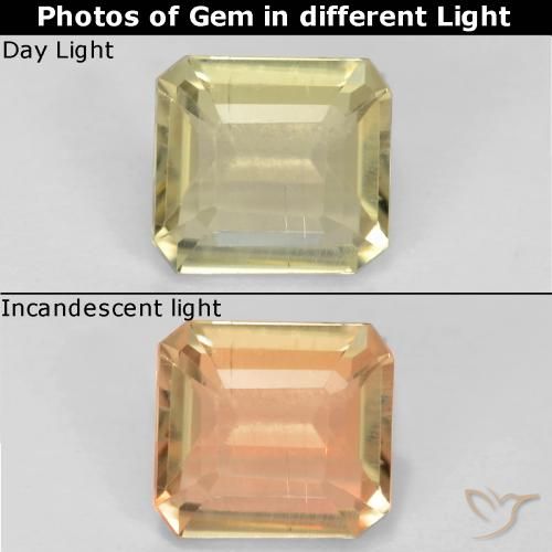 0.73ct Naturel Jaune très pâle Diaspore Couleur Changeant, Taille émeraude, VS